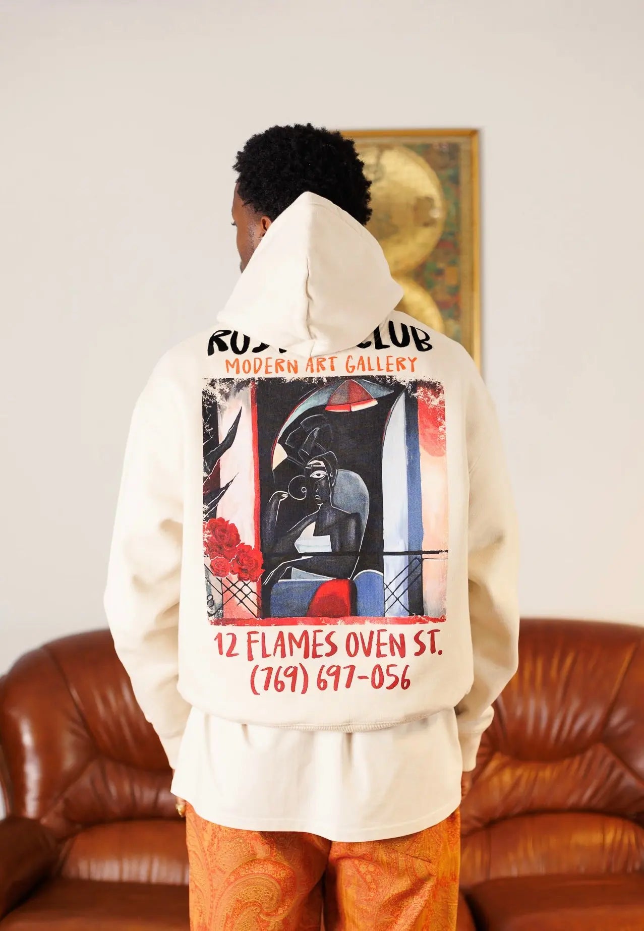 Hoodie Black Picasso Beige