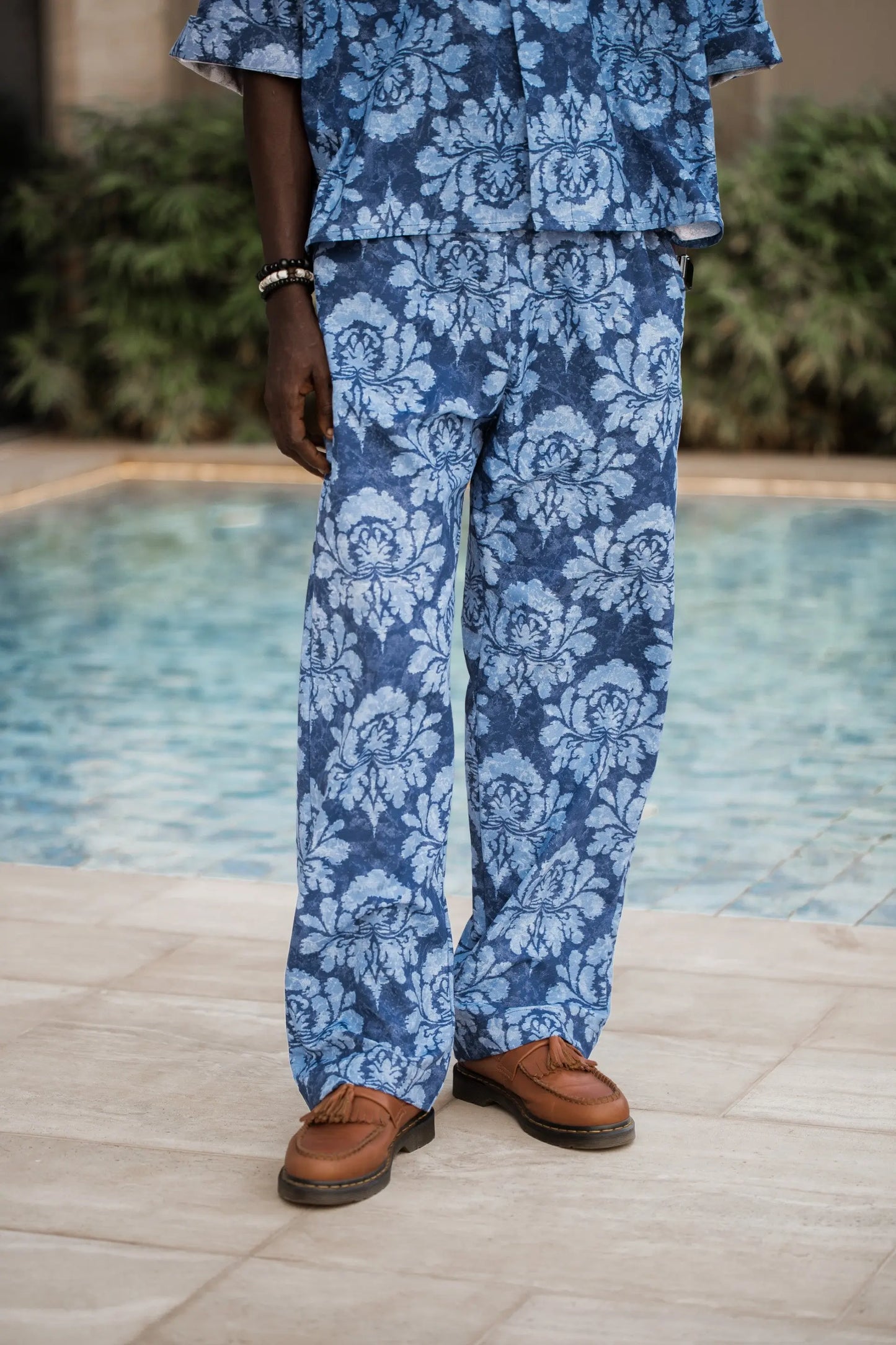 Pantalon Droit Flowers Blue rosyneclub