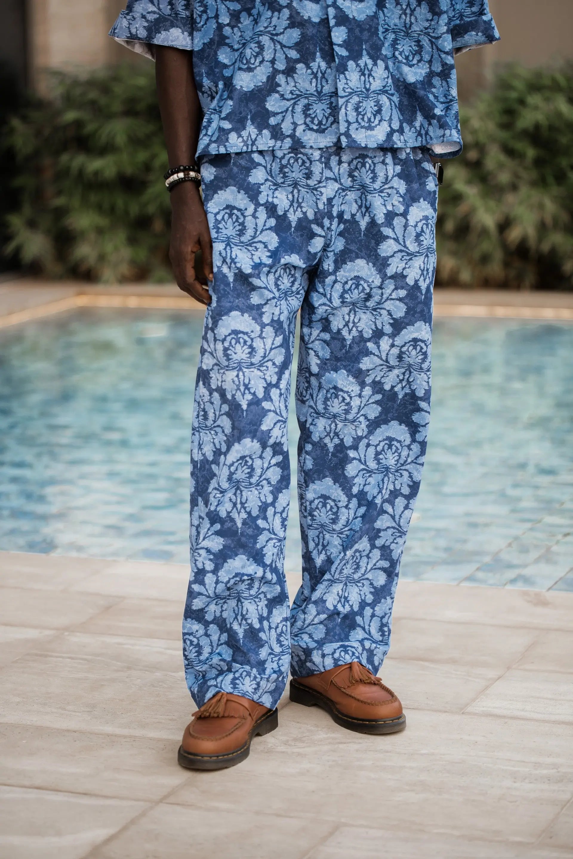 Pantalon Droit Flowers Blue rosyneclub