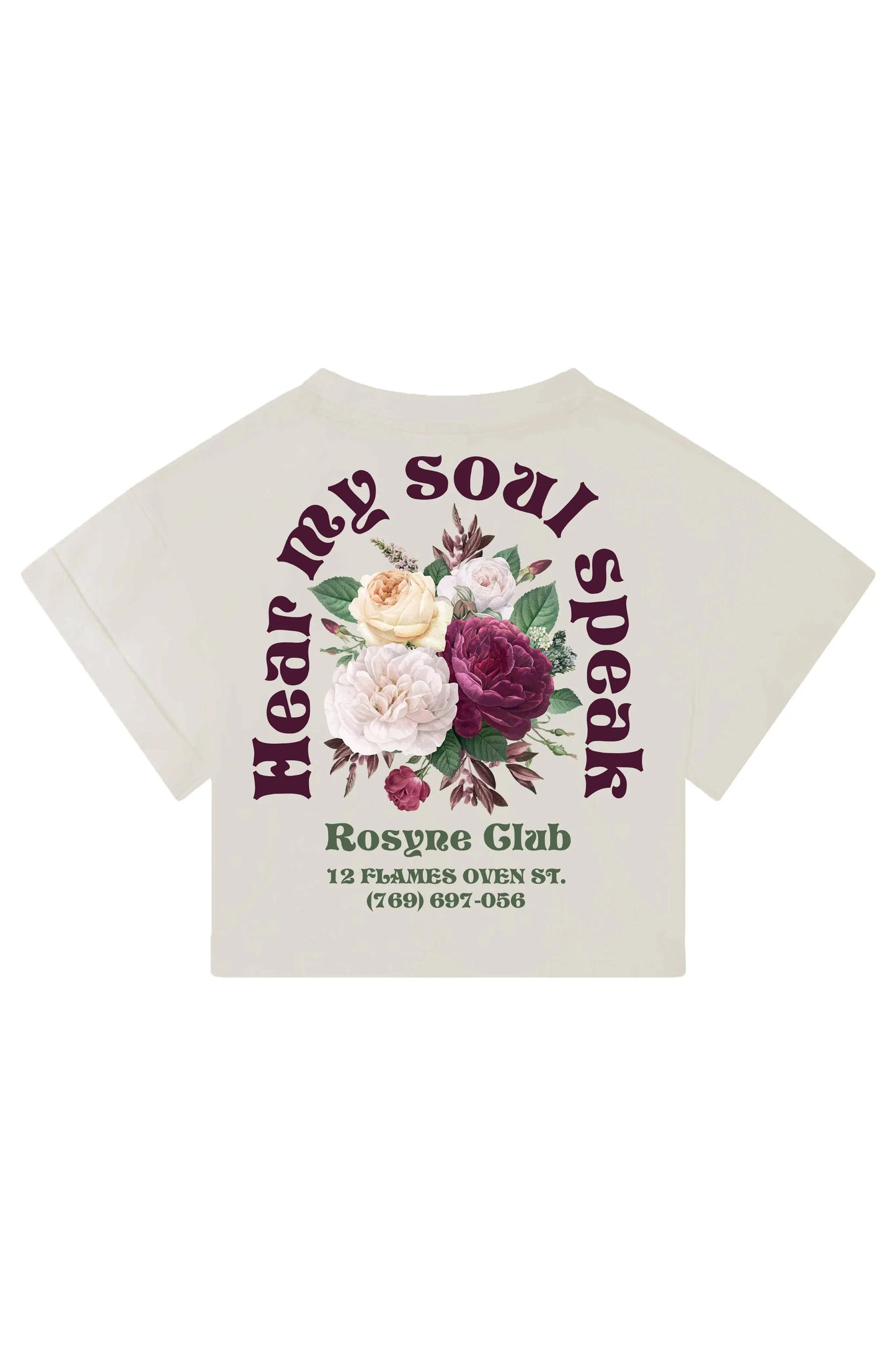 T-shirt Crop Top Flowers Beige