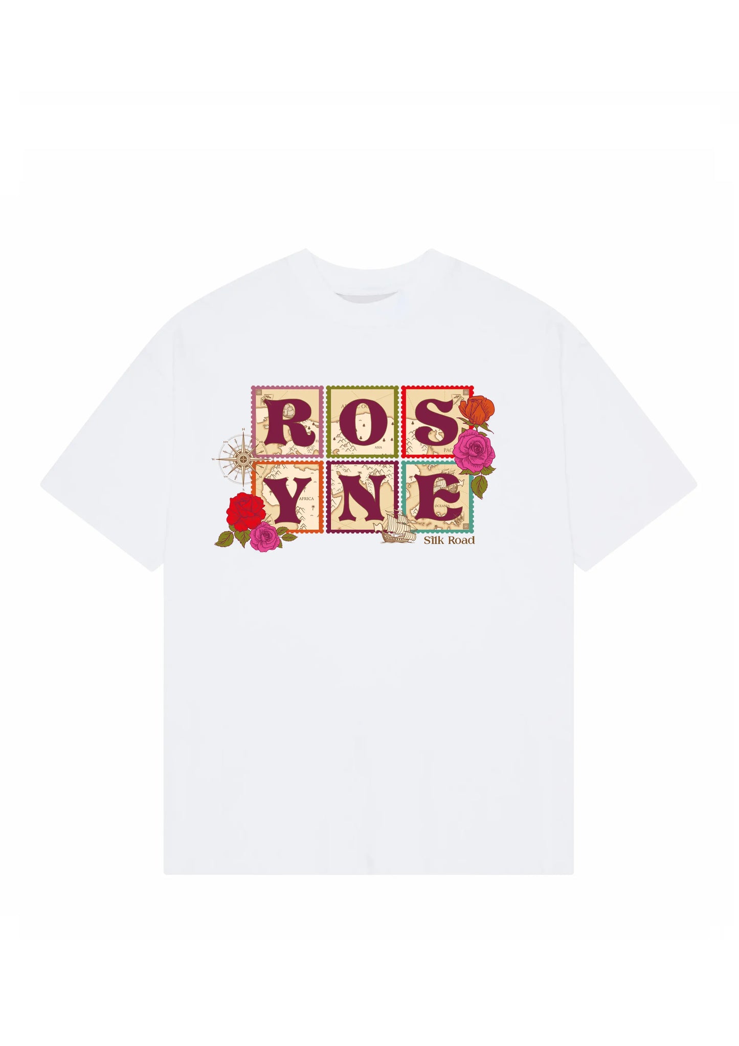 T-shirt Silk Road Map White - Rosyne Club