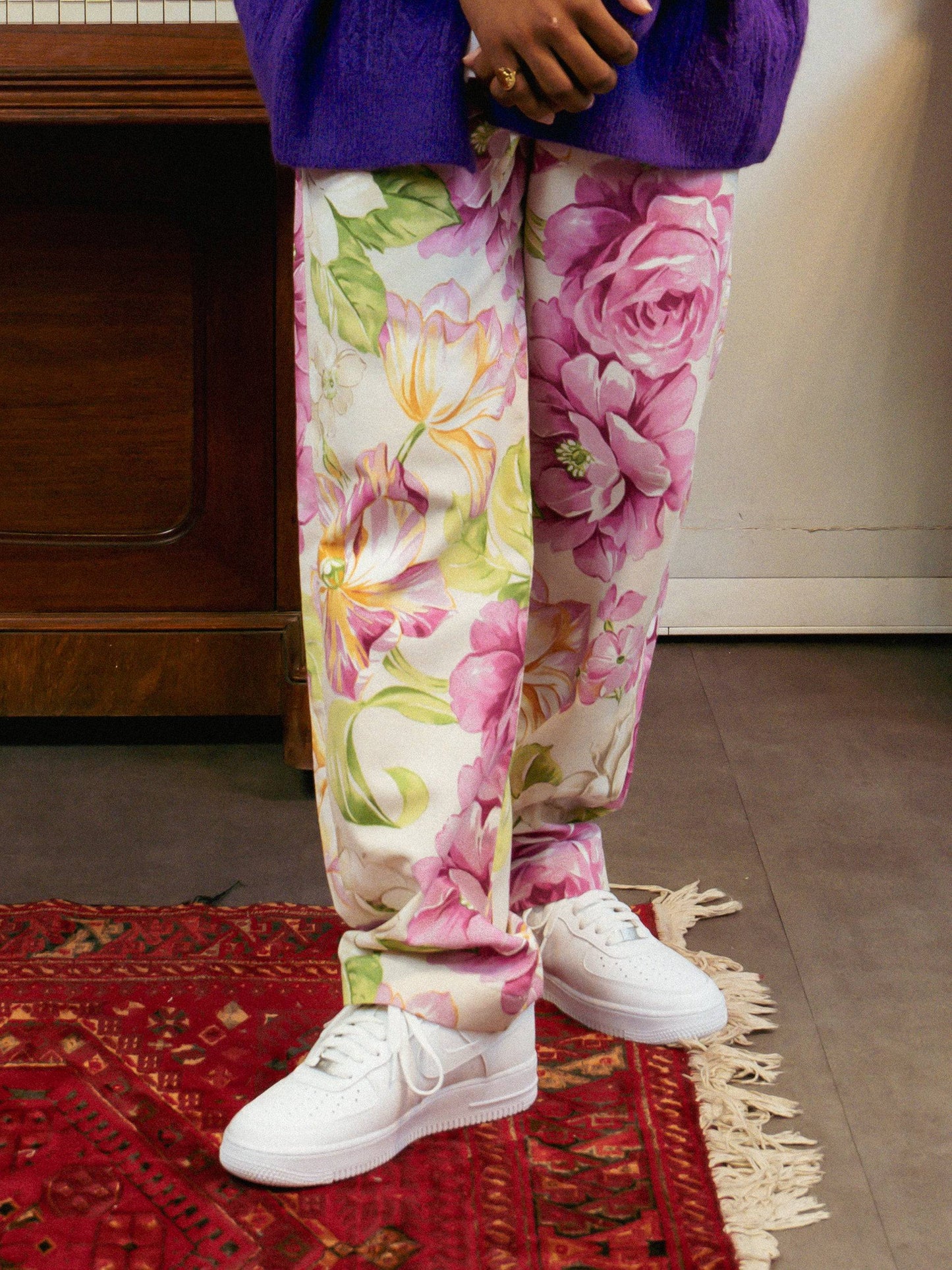 Pantalon Flowers Pink Yellow - Oversize - Rosyne Club
