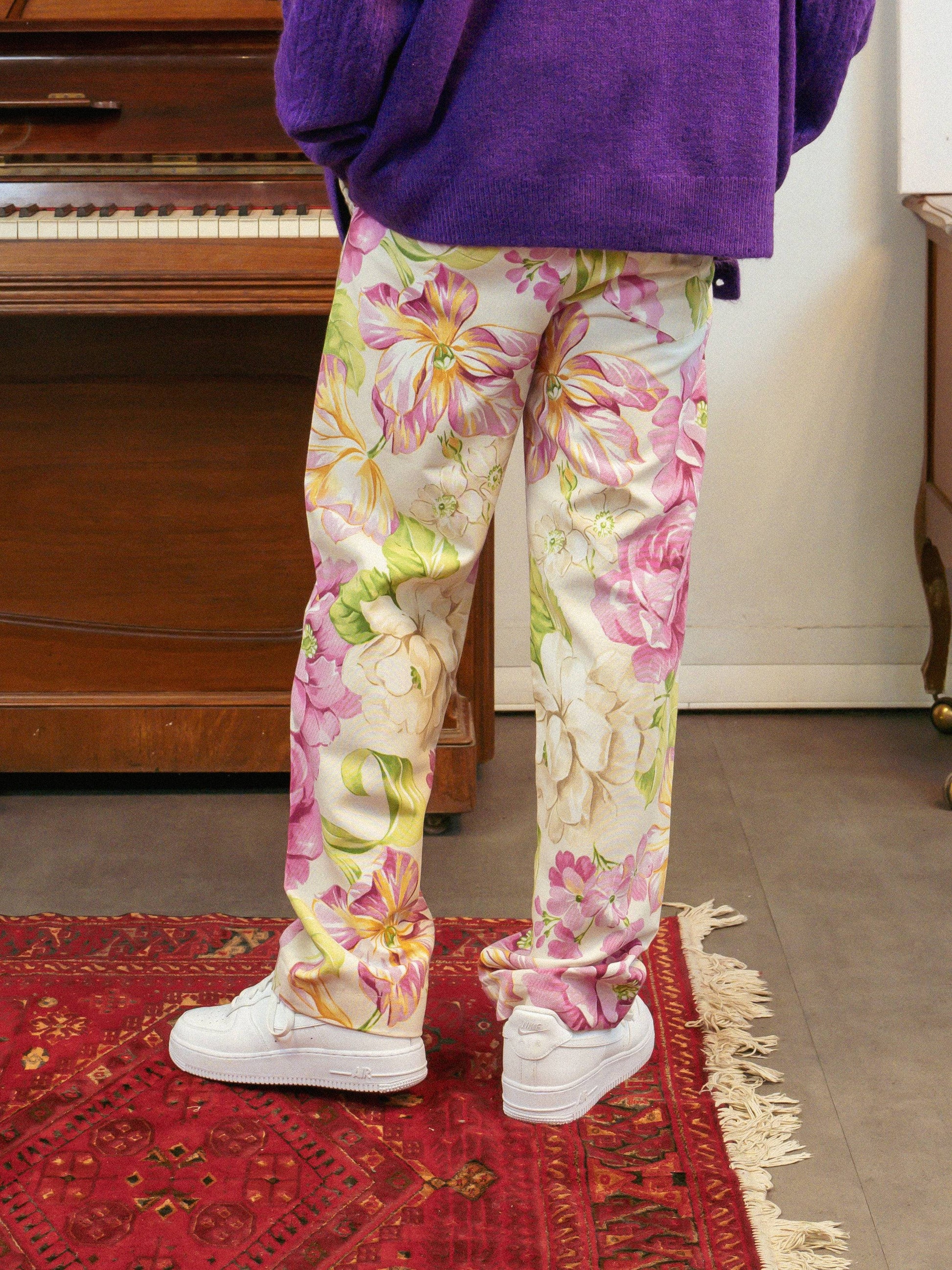 Pantalon Flowers Pink Yellow - Oversize - Rosyne Club