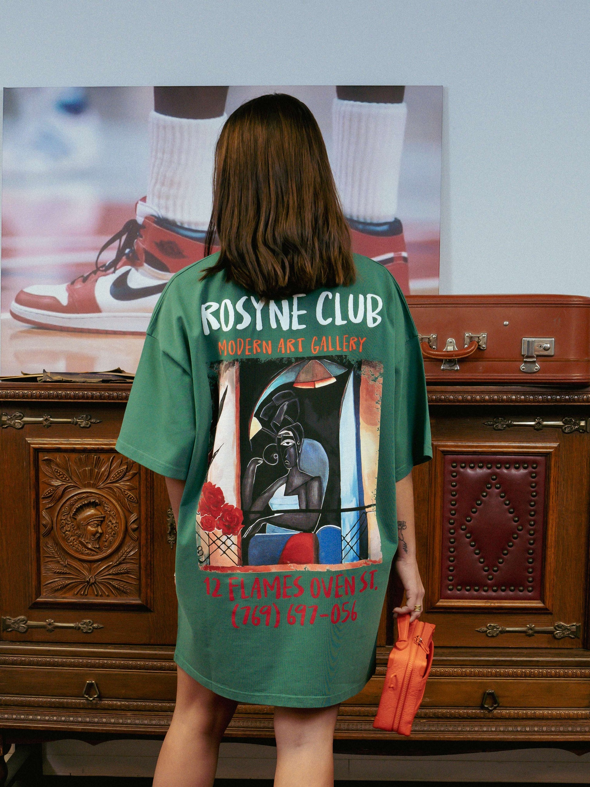 T-shirt Black Picasso Green - Oversize - Rosyne Club